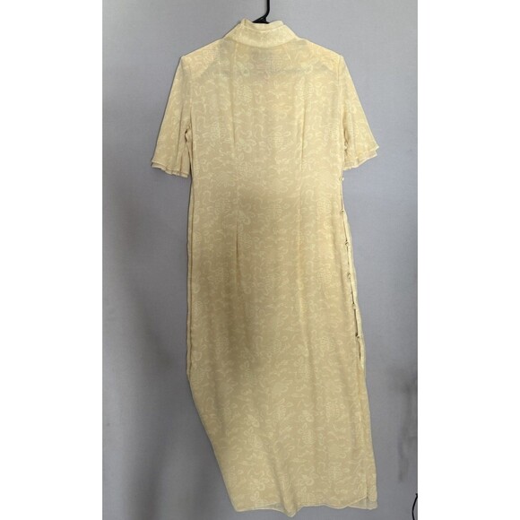 Shanghai Tang 100% Silk Qipao Dress Size 14 Yellow Womens Long Maxi Asian - Picture 10 of 12